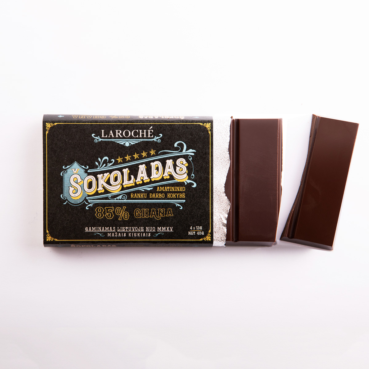 Juodasis šokoladas Laroche Vinatge 85% Ghana, 50 g - Image 3